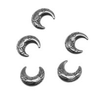 Stainless Steel Jewelry Cabochon, Moon, silver color plated, 12x11x2mm, Approx 100PCs/Bag, Sold By Bag