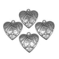 Pendientes Corazón de acero inoxidable, chapado en color de plata, 27x25x3mm, aproximado 100PCs/Bolsa, Vendido por Bolsa