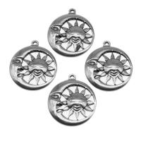 Stainless Steel Pendants, Round, silver color plated, 29x25x3mm, Approx 101PCs/Bag, Sold By Bag