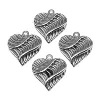 Stainless Steel Heart Pendants, silver color plated, 28x25x5mm, Approx 100PCs/Bag, Sold By Bag