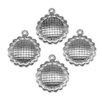 Stainless Steel Pendants, Round, silver color plated, 21x18x4mm, Approx 100PCs/Bag, Sold By Bag