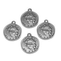 Stainless Steel Pendants, Round, silver color plated, 22x19x3mm, Approx 100PCs/Bag, Sold By Bag