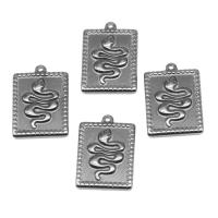 Stainless Steel Pendants, Square, silver color plated, 21x15x3mm, Approx 100PCs/Bag, Sold By Bag