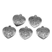Stainless Steel Heart Pendants, silver color plated, 31x30x6mm, Approx 100PCs/Bag, Sold By Bag
