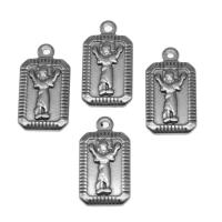 Stainless Steel Pendants, Square, silver color plated, 18x10x2mm, Approx 100PCs/Bag, Sold By Bag