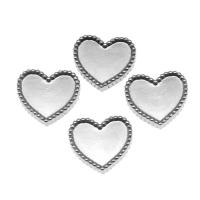 En acier inoxydable bijoux Cabochon, coeur, Placage de couleur argentée, 14x15x4mm, Environ 100PC/sac, Vendu par sac
