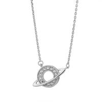 Cubic Zircon Micro Pave 925 Sterling Silver Necklace with 1.96 inch extender chain platinum color plated micro pave cubic zirconia & for woman Sold Per Approx 15.74 Inch Strand