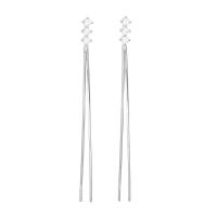 Fashion Fringe Earrings, 925 Sterling Silver, plated, for woman & with rhinestone, 90mm, Sold By Pair