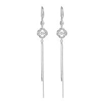 Fashion Fringe Earrings 925 Sterling Silver plated for woman & with rhinestone 110mm Sold By Pair
