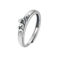 Anéis Couple dedo, 925 de prata esterlina, banhado, 2 peças & Ajustável & abrir, vendido por Defina
