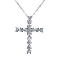 Cubic Zircon Micro Pave Brass Necklace, with 1.96 inch extender chain, Cross, plated, micro pave cubic zirconia, 25x33mm, Sold Per Approx 15.74 Inch Strand