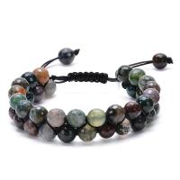 Gemstone Woven Ball Bracelets Agate with Natural Stone Adjustable & fashion jewelry Sold By Strand