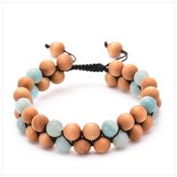 Gemstone Woven Ball Bracelets Natural Stone with ​Amazonite​ Adjustable & fashion jewelry Sold By Strand
