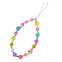 Mobile Phone Lanyard, Polymer Clay, with Glass Beads & Acrylic, DIY, multi-colored, Sold Per 11.02 Strand