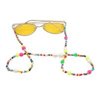 Freshwater Pearl Glasses Chain, with Seedbead, anti-skidding & DIY, multi-colored, Sold Per 24.015 Inch Strand