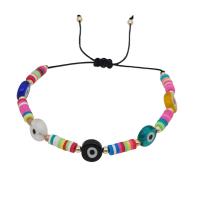 Evil Eye Jewelry Bracelet, Polymer Clay, with Lampwork & Acrylic, for woman, multi-colored, Sold Per 11.02 Inch Strand