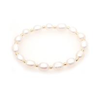 Bracelet en perles de culture d'eau douce, perle d'eau douce cultivée, avec Acrylique, pour femme, blanc, Vendu par 6.496 pouce brin