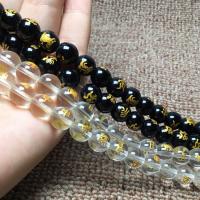 Gemstone Jewelry Beads Natural Stone Clear Quartz and Black Obsidian Beads Round polished DIY 10mm Sold By PC