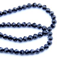 Round Crystal Beads, polished, DIY & faceted, Jet, 8mm, 72PCs/Strand, Sold By Strand