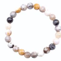 Agate Jewelry Bracelet, Bamboo Agate, Round, fashion jewelry & different size for choice, multi-colored, 155mm, Sold Per Approx 6.1 Inch Strand