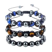 Gemstone Bracelets, Hematite, with Tiger Eye, fashion jewelry & Unisex, more colors for choice, 170x8mm, Sold Per Approx 6.7 Inch Strand
