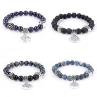 Gemstone Bracelets Natural Stone with Zinc Alloy fashion jewelry & Unisex Sold Per Approx 18 cm Strand