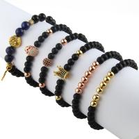 Gemstone Bracelets, Abrazine Stone, with Tibetan Style, fashion jewelry & Unisex & different styles for choice, black, 210x6mm, Sold Per Approx 8.3 Inch Strand