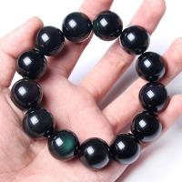 Gemstone Bracelets, Obsidian, fashion jewelry & Unisex & different size for choice, black, 60mm, Sold Per Approx 2.3 Inch Strand