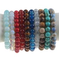 Gemstone Bracelets, Natural Stone, fashion jewelry & Unisex, more colors for choice, 180x8mm, Sold Per Approx 7.1 Inch Strand