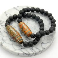 Gemstone Náramky, Abrazine Stone, s Achát, módní šperky & unisex, více barev na výběr, 40x13x8mm, Prodáno za Cca 20 cm Strand