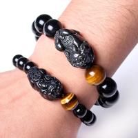 ädelsten armband, Obsidian, med Tiger Eye, mode smycken & olika storlek för val, fler färger för val, Säljs av Strand