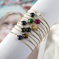 Bracelets de pierres précieuses, laiton, avec Pierre naturelle, Placage, bijoux de mode, plus de couleurs à choisir, 250x9mm, Vendu par Environ 9.8 pouce brin