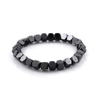 Ematite braccialetto, gioielli di moda & unisex, nero, 176x4mm, Venduto per Appross. 7 pollice filo