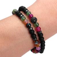 Gemstone Bracelets, Natural Stone, fashion jewelry, more colors for choice, 160mm, Length:Approx 6.3 Inch, Sold By Pair