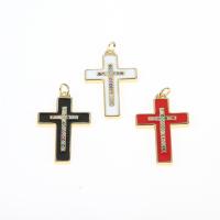Cubic Zirconia Micro Pave Brass Pendant Cross gold color plated micro pave cubic zirconia nickel lead & cadmium free Sold By PC