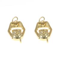 Cubic Zirconia Micro Pave Brass Pendant, gold color plated, micro pave cubic zirconia, nickel, lead & cadmium free, 19x11x3mm, Hole:Approx 3mm, Sold By PC