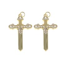 Cubic Zirconia Micro Pave Brass Pendant Cross gold color plated micro pave cubic zirconia nickel lead & cadmium free Sold By PC