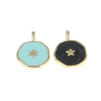 Brass Jewelry Pendants Round gold color plated enamel nickel lead & cadmium free Sold By PC