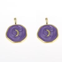 Brass Jewelry Pendants, Round, gold color plated, enamel, nickel, lead & cadmium free, 18x13x4mm, Hole:Approx 2mm, Sold By PC
