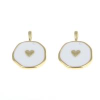 Brass Jewelry Pendants Round gold color plated enamel nickel lead & cadmium free Approx 2mm Sold By PC