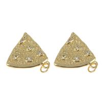 Cubic Zirconia Micro Pave Brass Pendant, Triangle, gold color plated, micro pave cubic zirconia, nickel, lead & cadmium free, 20x19x2mm, Hole:Approx 3mm, Sold By PC