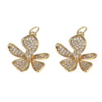 Cubic Zirconia Micro Pave Brass Pendant Flower gold color plated micro pave cubic zirconia nickel lead & cadmium free Approx 3mm Sold By PC