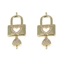 Cubic Zirconia Micro Pave Brass Connector Lock gold color plated micro pave cubic zirconia nickel lead & cadmium free Approx 1mm Sold By PC