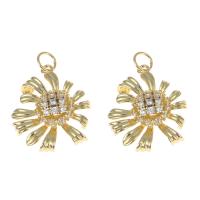Cubic Zirconia Micro Pave Brass Pendant Sunflower gold color plated micro pave cubic zirconia nickel lead & cadmium free Approx 3mm Sold By PC
