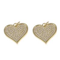 Cubic Zirconia Micro Pave Brass Pendant Heart gold color plated micro pave cubic zirconia nickel lead & cadmium free Sold By PC