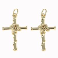 Brass Jewelry Pendants Cross gold color plated DIY nickel lead & cadmium free Approx 3mm Sold By PC
