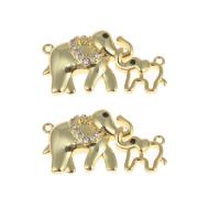 Cubic Zirconia Micro Pave Brass Connector, Elephant, gold color plated, micro pave cubic zirconia, nickel, lead & cadmium free, 24x12x3mm, Hole:Approx 3mm, Sold By PC