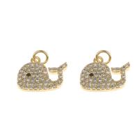 Cubic Zirconia Micro Pave Brass Pendant Whale gold color plated micro pave cubic zirconia nickel lead & cadmium free Approx 3mm Sold By PC