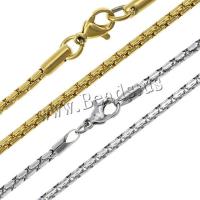 Stainless Steel Chain Necklace, plated, box chain, more colors for choice, 2mm, Length:Approx 19.5 Inch, 10Strands/Lot, Sold By Lot