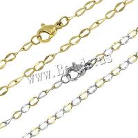 Stainless Steel Chain Necklace, plated, oval chain, more colors for choice, 4x2.50x0.20mm, Length:Approx 17.5 Inch, 10Strands/Lot, Sold By Lot